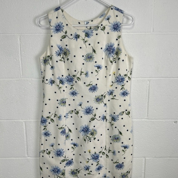 J Mac Blue and White Sheath Midi Dress - Picture 1 of 8